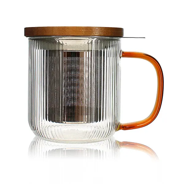 Ogo Karl Borosilicate Glass Tea Mug With Amber Handle – 300 Ml 1