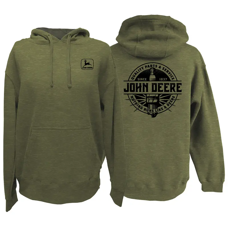 Olive John Deere Sparkplug Hoodie – Men’S Casual Wear 1