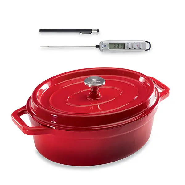 Oval Cast-Iron Dutch Oven (33 Cm) + Digital Probe Thermometer By Mathon 1