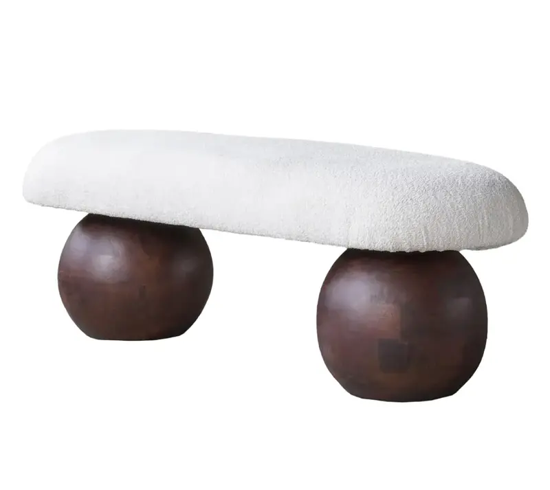 Oval Surf Wood Bench With Upholstered Seat – Matthew Izzo Collection Coastal-Inspired Design 1
