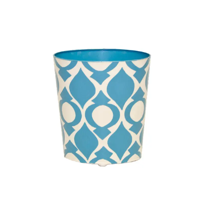 Peacock Motif Hand-Painted Oval Metal Wastebasket 1