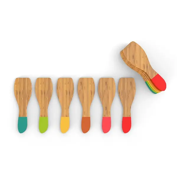 Pebbly Bamboo Raclette Spatula Set – 6-Piece 1