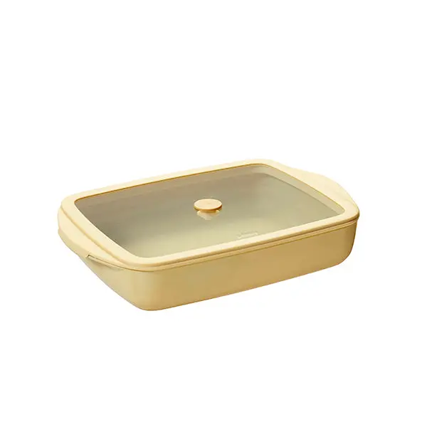 Pebbly Cream Borosilicate Glass Rectangular Oven Dish – 1.6L With Lid 1