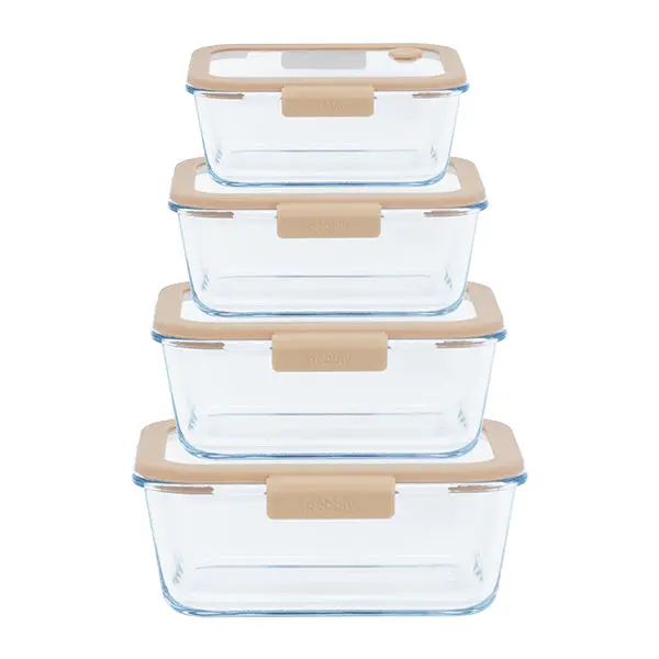 Pebbly Vacuum Sealing Kit: 4 Reusable Containers (460–1900 Ml) + Hand Pump 1