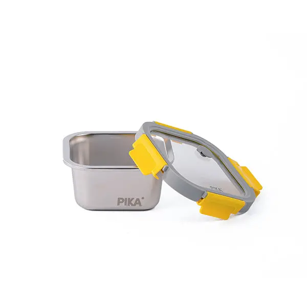 Pika Square Stainless Steel Food Storage Container – 600 Ml, Microwave-Safe 1