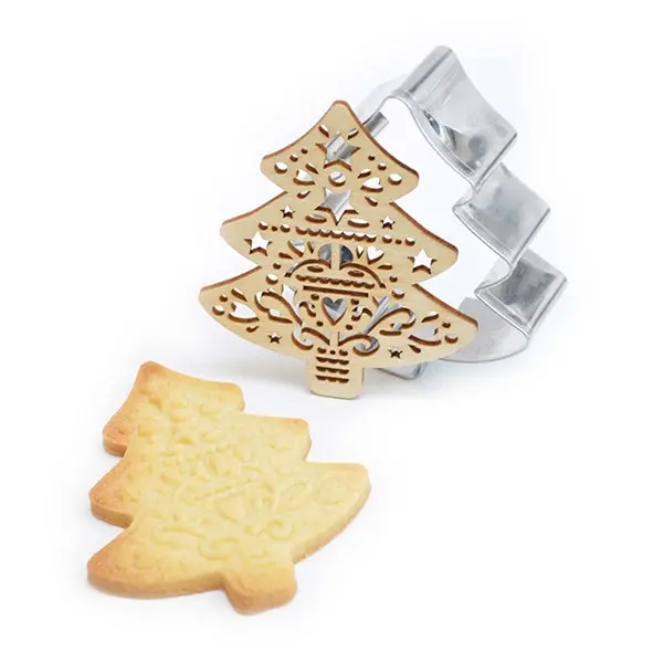 Pine Tree Cookie Cutter & Embosser Set – Scrapcooking Festive Baking Tool 1
