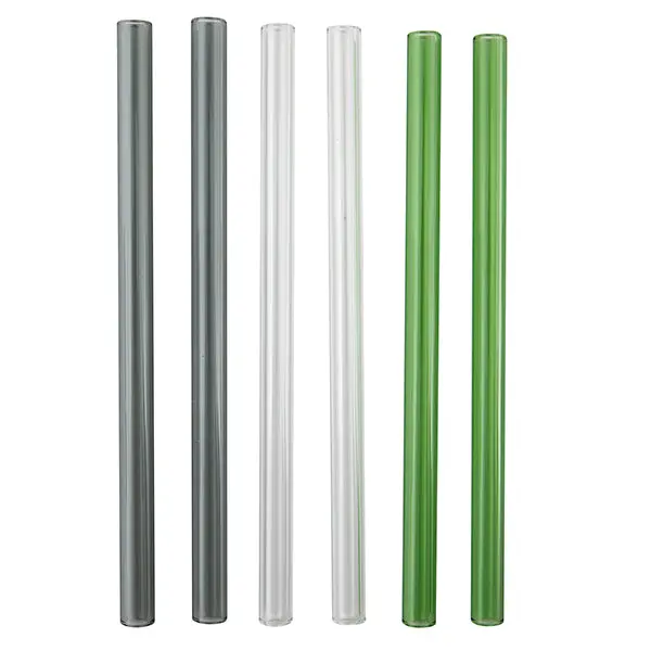 Point Virgule Assorted Glass Straw Set – Gray, Green & Clear (21.5 Cm) With Brush 1