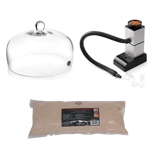 Premium Food Smoker Bundle – 26 Cm Dome Lid + Premium Beechwood Smoldering Chips 1