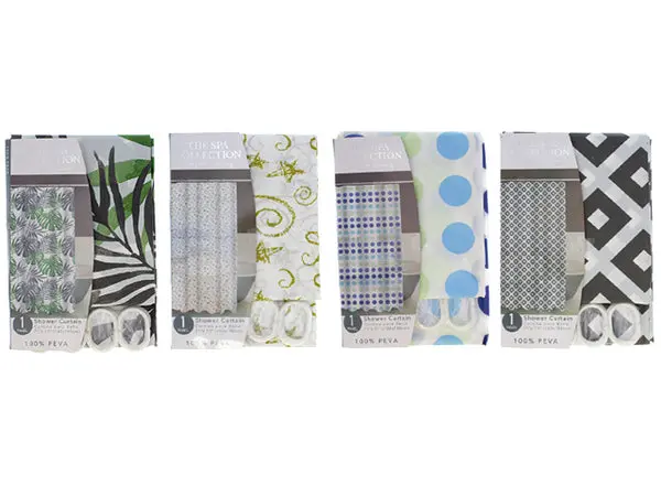 Premium Shower Curtain Bundle – 180X180Cm + Hooks + Liner 1