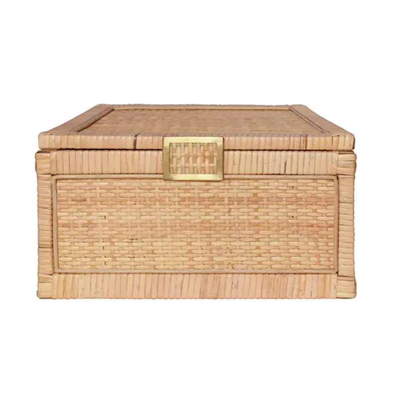 Rattan And Brass Decorative Storage Box – Small Or Large Size 1