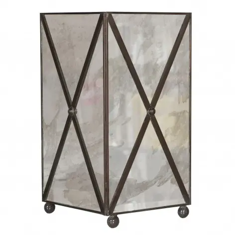 Regency Antique Mirror Wastebasket With Crosshatch Detail 1