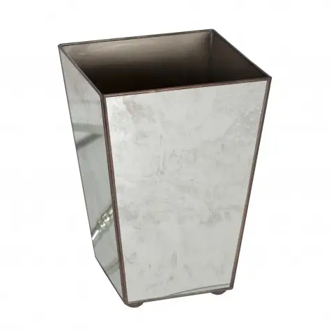 Regency Square Tapered Wastebasket – Antique Mirror Surface 1