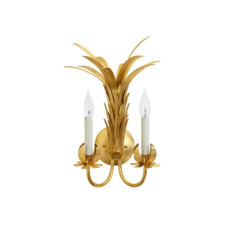 Reseda Gold Leaf Palm Wall Sconce – Tole Metal Accent Lighting 1