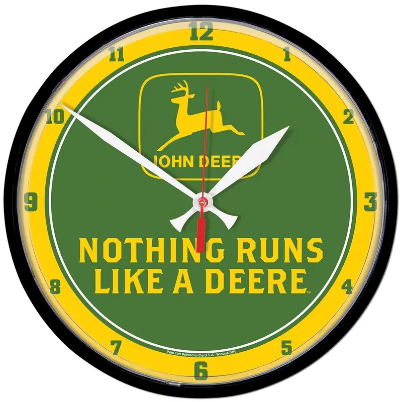 Retro John Deere Yellow 'Nothing Runs Like A Deere' Clock 1