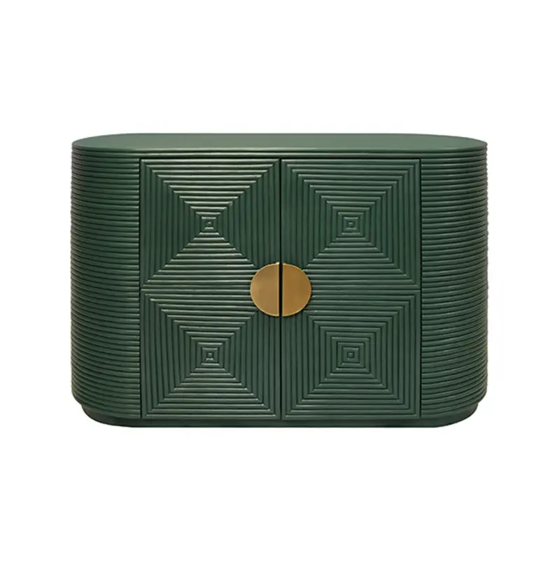 Roger Green Painted Rattan-Reeded Two-Door Cabinet – Curved Ends 1