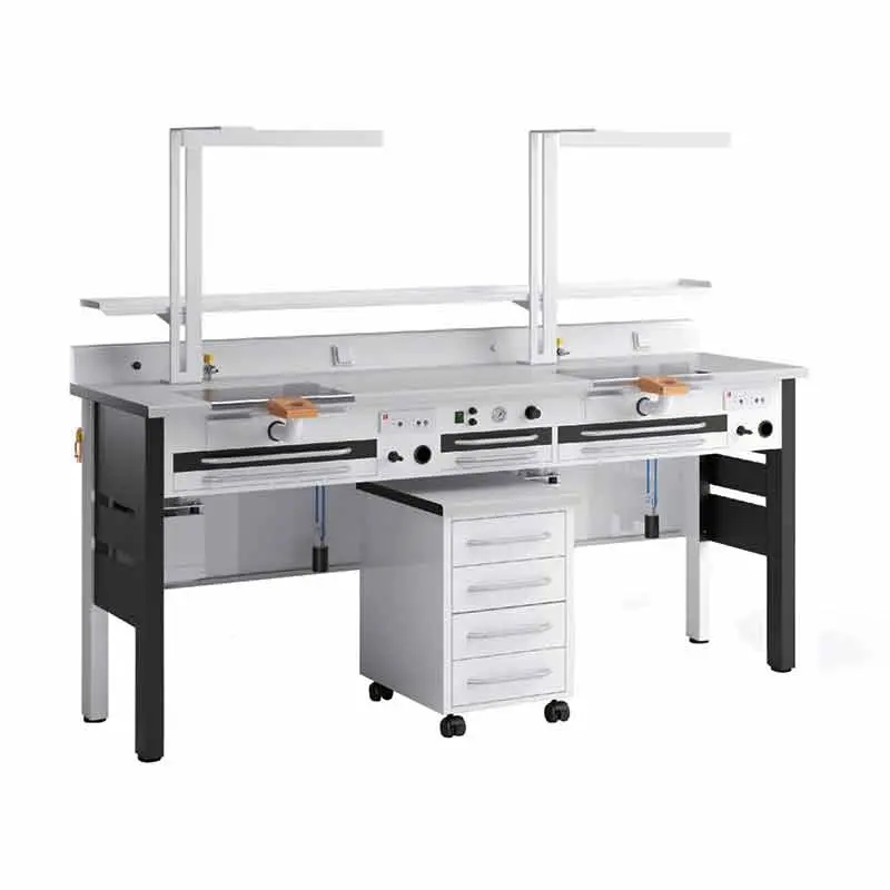 Rossi Caws Bl2 Dual-Station Mobile Lab Bench With Drawers & Lighting 1