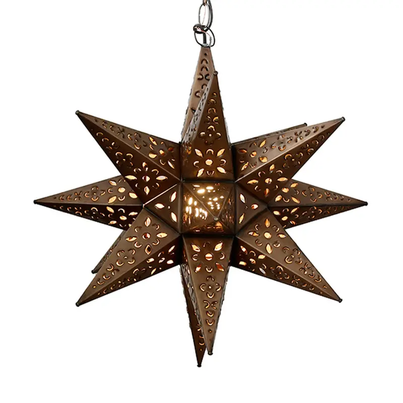 Rustic Moravian Star Tin Pendant Light – 15-Inch Or 20-Inch Diameter 1