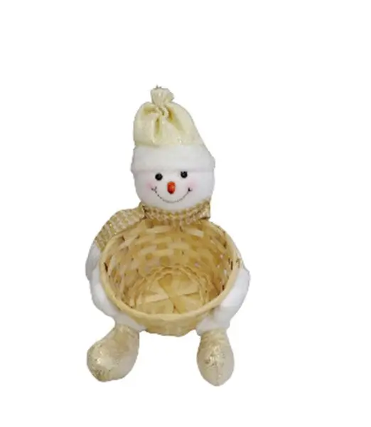 Santa & Snowman Wicker Basket – Festive Design, Model 831-2787-321021-22H 1