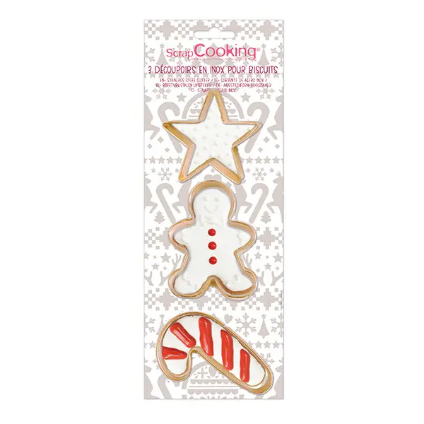 Scrapcooking Gold-Plated Christmas Cookie Cutters – 3-Piece Set 1
