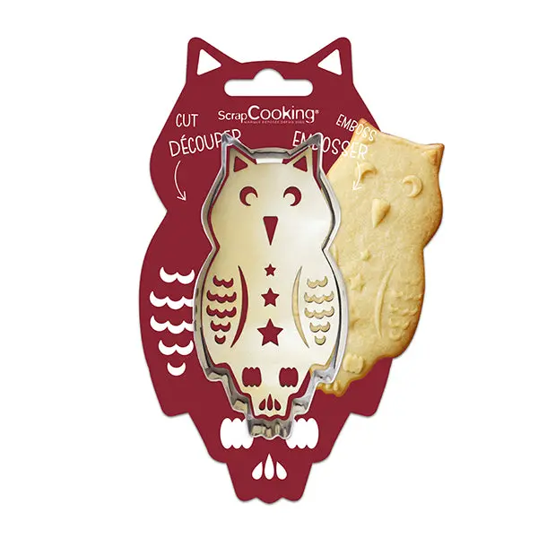 Scrapcooking Stainless Steel Cutter & Wooden Embosser – Owl Design 1