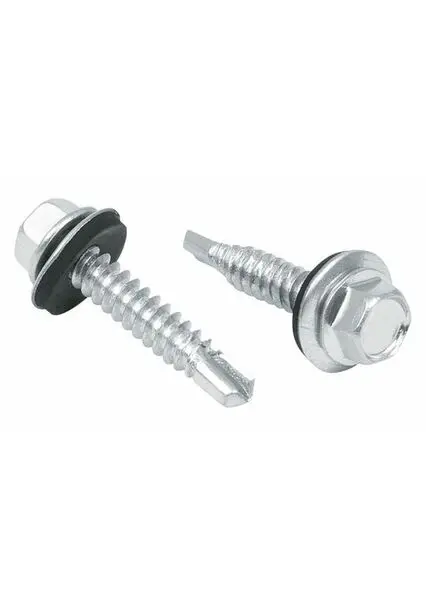 Self-Drilling Roofing Screw, 1-Inch Length, #14 Gauge, Flat Head, Zinc-Plated 1