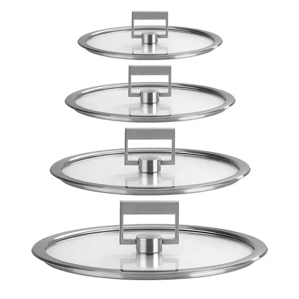 Set Of 4 Square-Handle Glass Lids – 14, 16, 18 & 20 Cm, Strate By Cristel 1