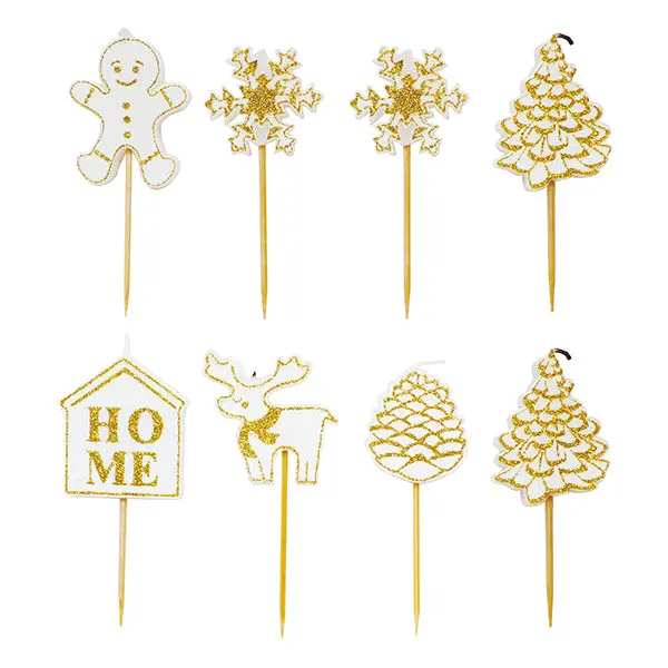 Set Of 8 Gold-Finished Christmas Candles – Scrapcooking 1