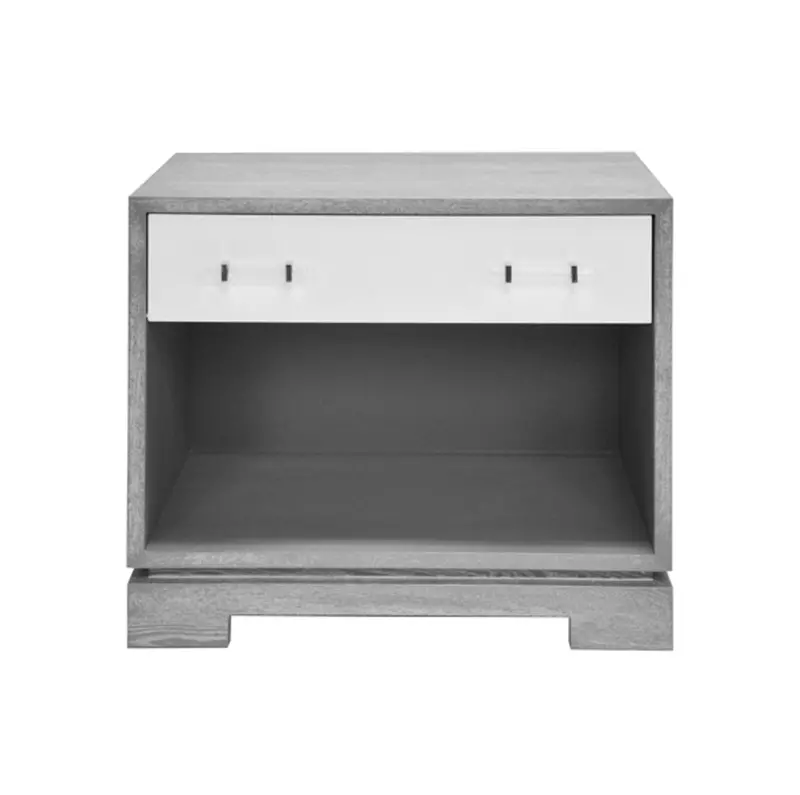Shane One-Drawer Side Table – Grey Cerused Oak, White Lacquer, Acrylic, Or Nickel Options 1