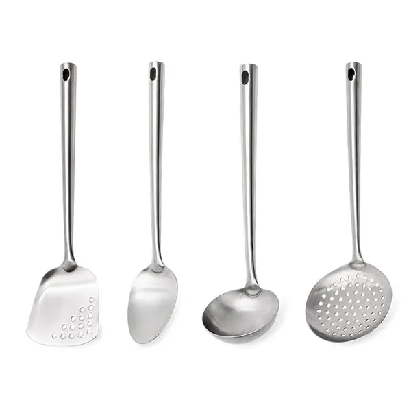 Stainless Steel 4-Piece Kitchen Utensil Set: Ladle, Spoon, Spatula & Skimmer By Mathon 1