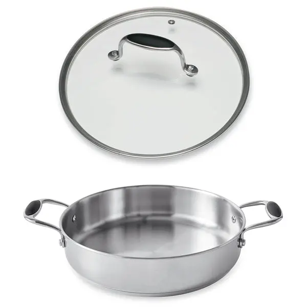 Stainless Steel Sauteuse With Helper Handles – 28 Cm + Tempered Glass Lid By Mathon 1