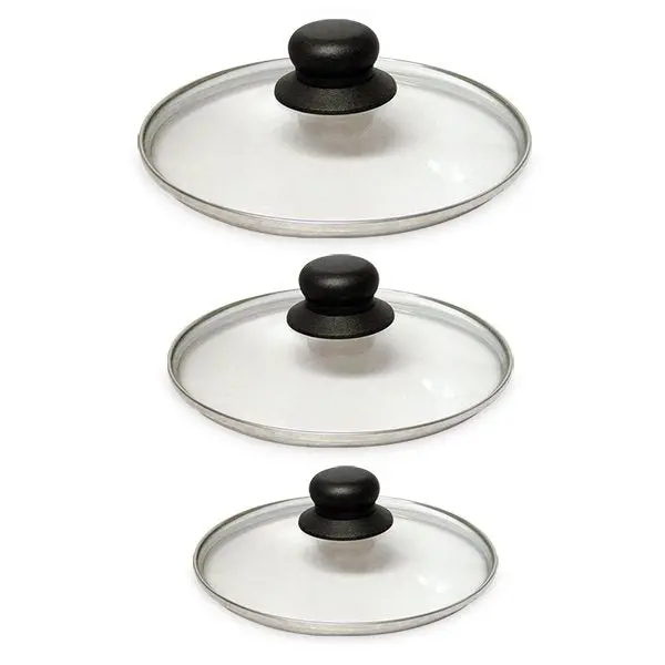 Stainless Steel Tempered Glass Lid Set – 3 Sizes (16, 18, 20 Cm) 1