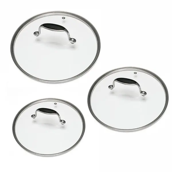 Three-Piece Tempered Glass Lid Set – 20 Cm, 24 Cm & 28 Cm, Excell'Inox By Mathon 1