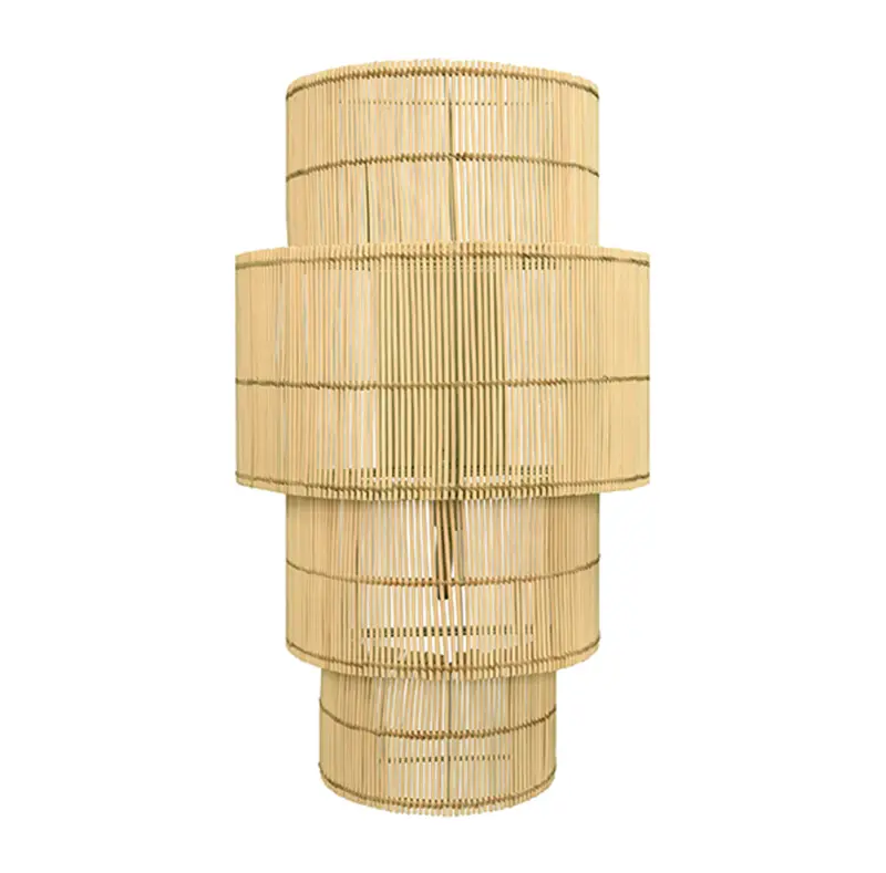 Tia Natural Rattan Four-Tier Wall Sconce – Woven Texture 1