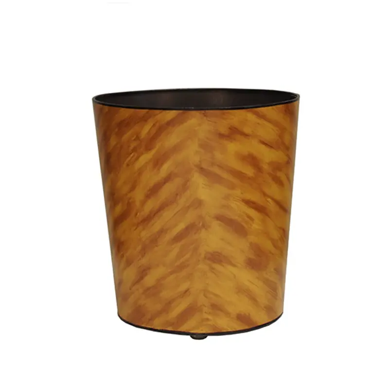 Tortoise Shell Pattern Oval Metal Wastebasket – Hand Decorated 1
