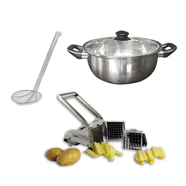 Traditional Deep-Fry Kit: Fryer Pot, French Fry Cutter, And Skimmer Spoon 1