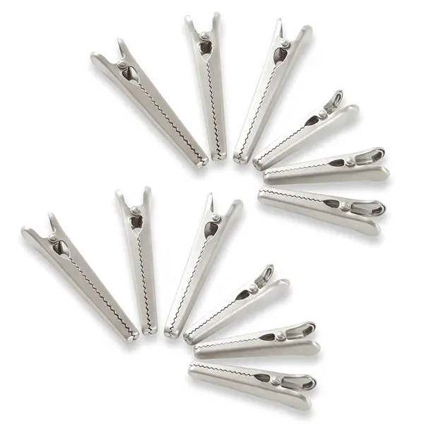 Twelve Stainless Steel Bag Clips: Assorted Sizes (8 Cm And 11.5 Cm) By Mathon 1