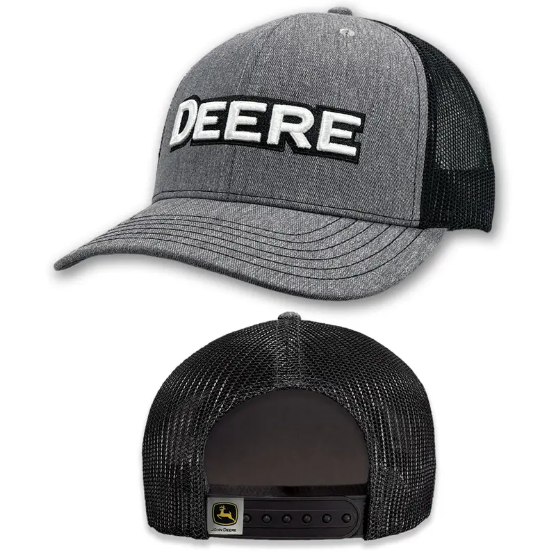 Unisex John Deere Grey-And-Black Graphic Embroidered Hat 1
