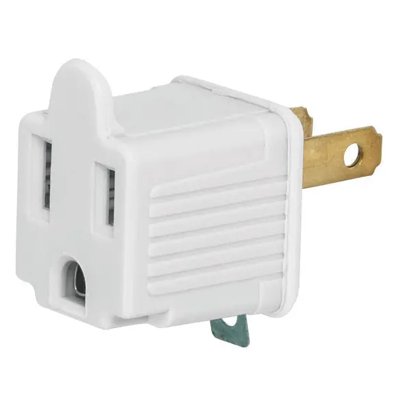White 3-To-2 Prong Adapter – Bulk Pack, Model T46255 1