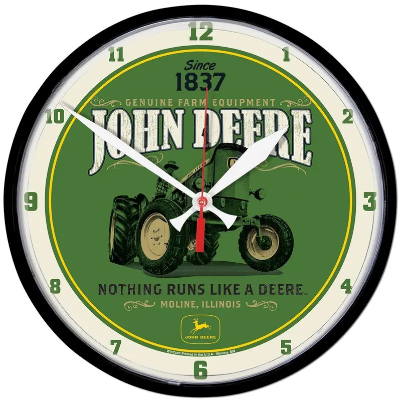 White John Deere Tractor-Themed Wall Clock 1