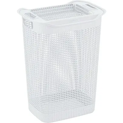 White Linen Laundry Basket – Rectangular Design, Model 11839 1