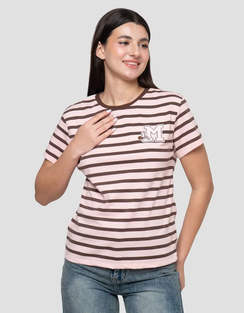 Women'S Minnie Mouse Stripe-Print T-Shirt By Disney 1