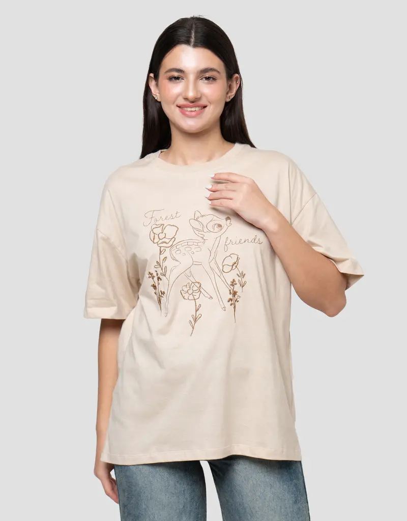 Women'S Oversized Bambi-Print T-Shirt By Disney 1