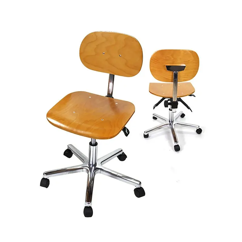 Wood-Frame Laboratory Chair With Wheels – Quad-Adjustable Design 1
