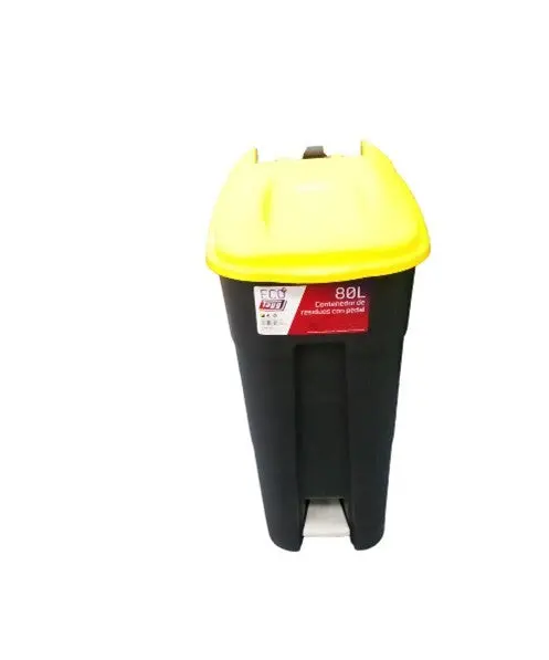 Zafacon Plastic Trash Can With Wheels – 80L Capacity, Amber Color, Model 433016 1