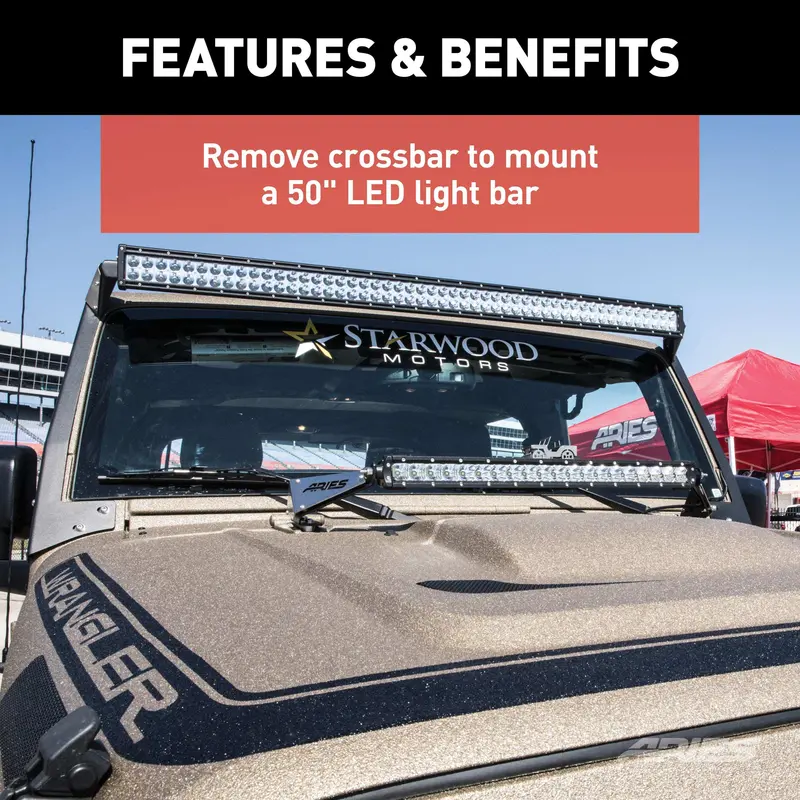 Aries 15914 Roof Light Mounting Kit – Crossbar & Brackets For Jeep Jk Models 1