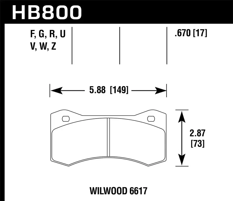 Hawk Dtc-50 Hb800V.670 Performance Disc Brake Pads – 0.670" Thickness For Willwood Calipers 1