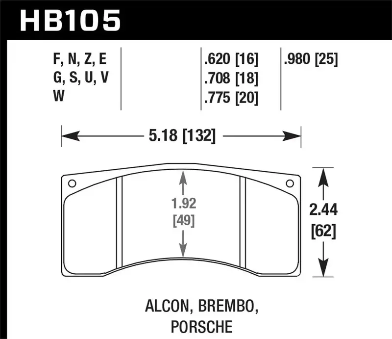 Hawk Dtc-80 Performance Brake Pads (Hb105Q.620) – 0.620" Thickness, Compatible With Brembo Rotora 1