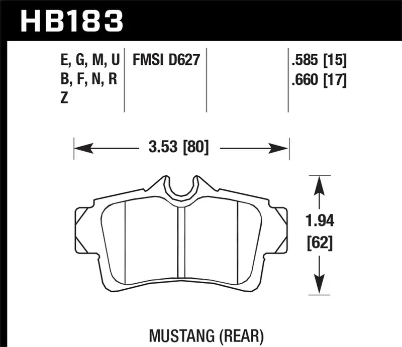 Hawk Hp Plus Front Brake Pads – Hb183N.660 (0.66" Thickness) 1