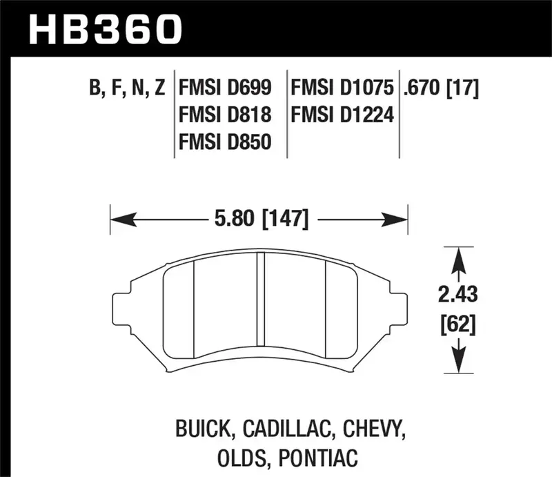 Hawk Performance Hb360Z.670 Ceramic Brake Pads – Low-Dust, Quiet, 0.670" Thickness 1