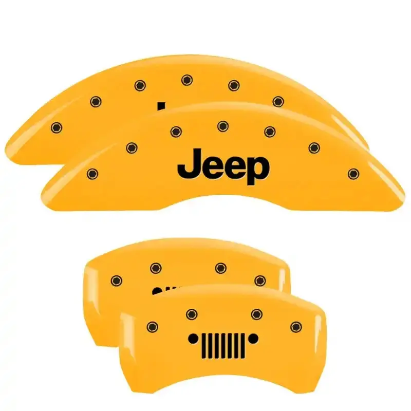Mgp 4-Piston Caliper Covers – Engraved Yellow Finish With Black Char, Fits 2006 Jeep Commander 1